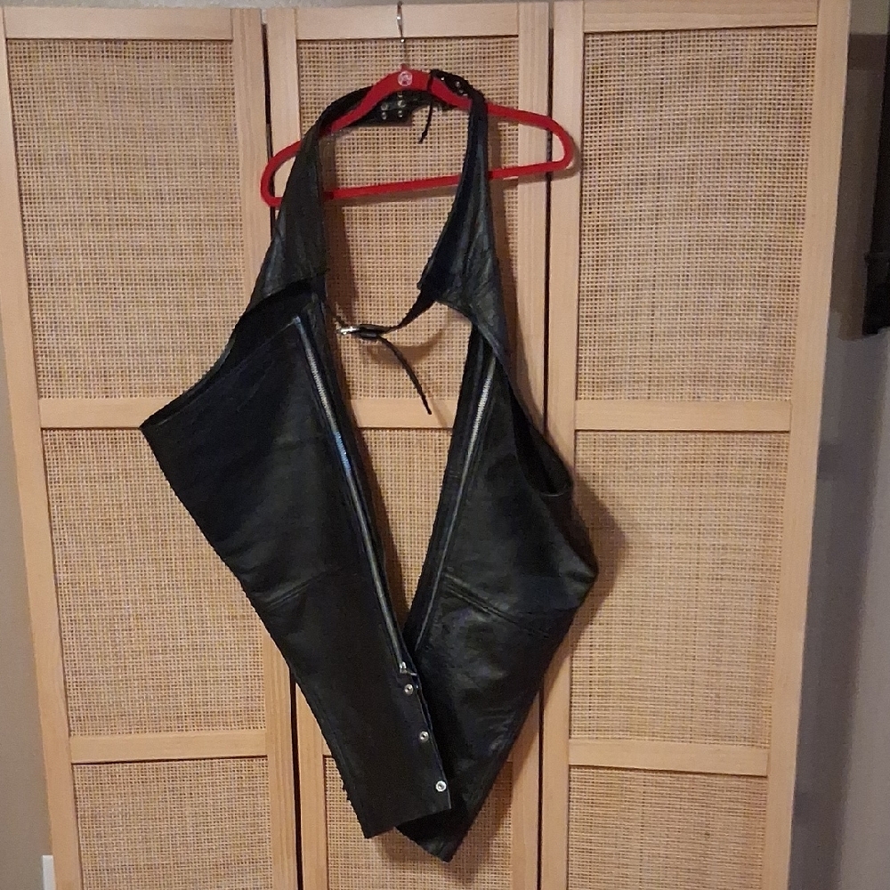 Black Womens Leather FMC Chaps Size M